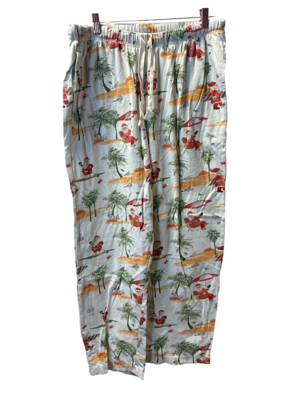Burt's Bees Baby White Holiday Print Pajama Pants with Red & Green Accents